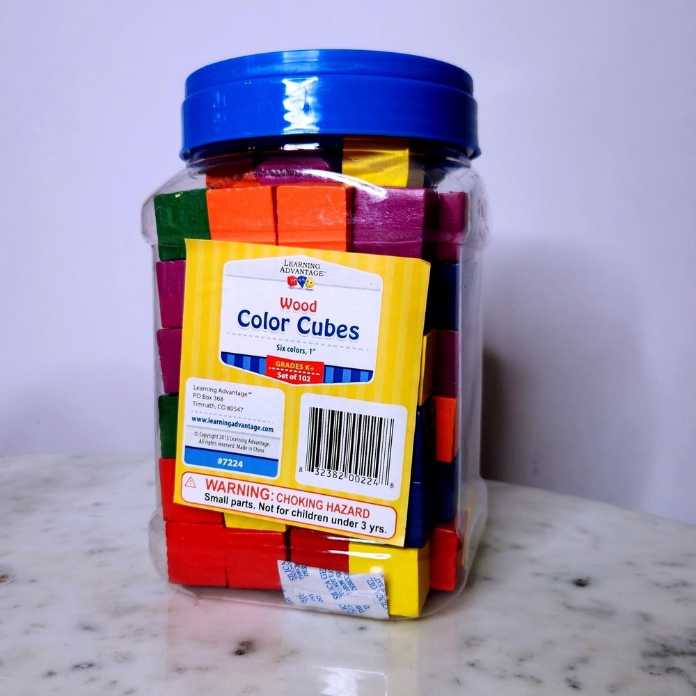 Learning Advantage Sort Count Wood Color Cubes STEM Math Educational Toy Set 102